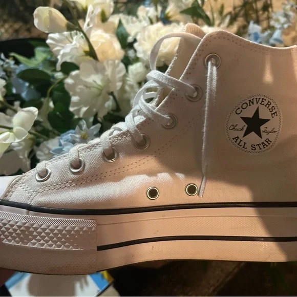 Converse All Star White Canvas High-Tops - Picture 2 of 3